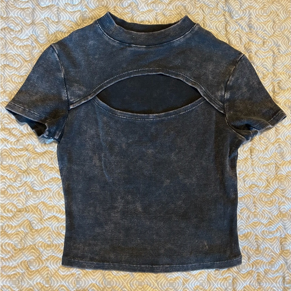 Stylish Black Cutout Short Sleeve Top